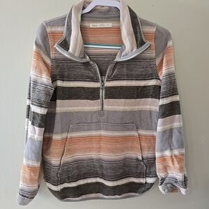 Striped Women's Sweater with Half-Zip